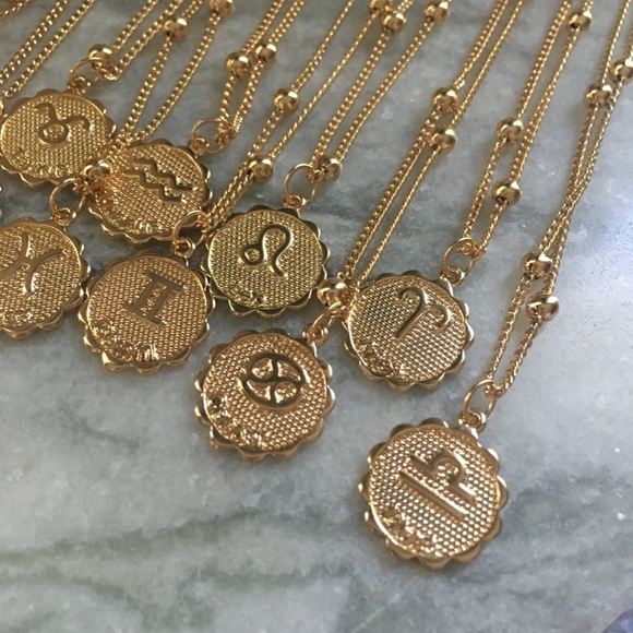 Zodiac Sign Astrological Beaded Gold Necklace - Picture 12 of 12